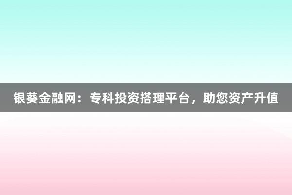 银葵金融网：专科投资搭理平台，助您资产升值