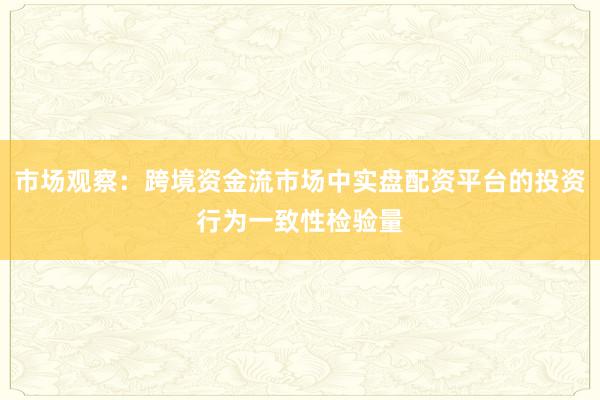 市场观察：跨境资金流市场中实盘配资平台的投资行为一致性检验量