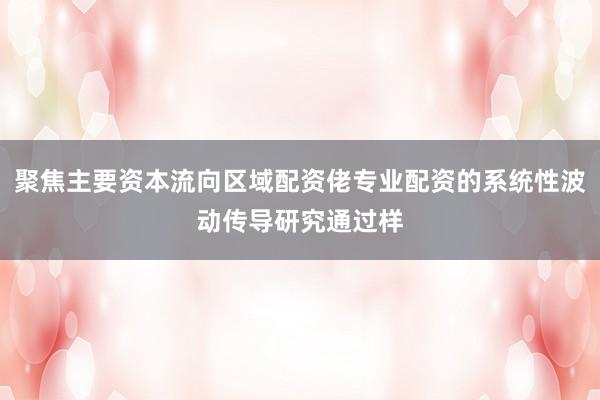 聚焦主要资本流向区域配资佬专业配资的系统性波动传导研究通过样