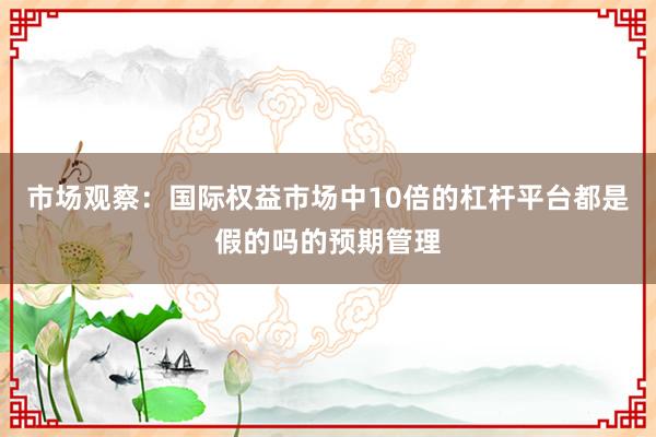 市场观察：国际权益市场中10倍的杠杆平台都是假的吗的预期管理