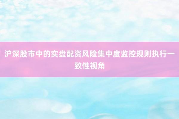 沪深股市中的实盘配资风险集中度监控规则执行一致性视角