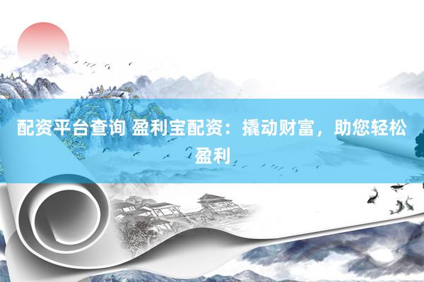 配资平台查询 盈利宝配资：撬动财富，助您轻松盈利